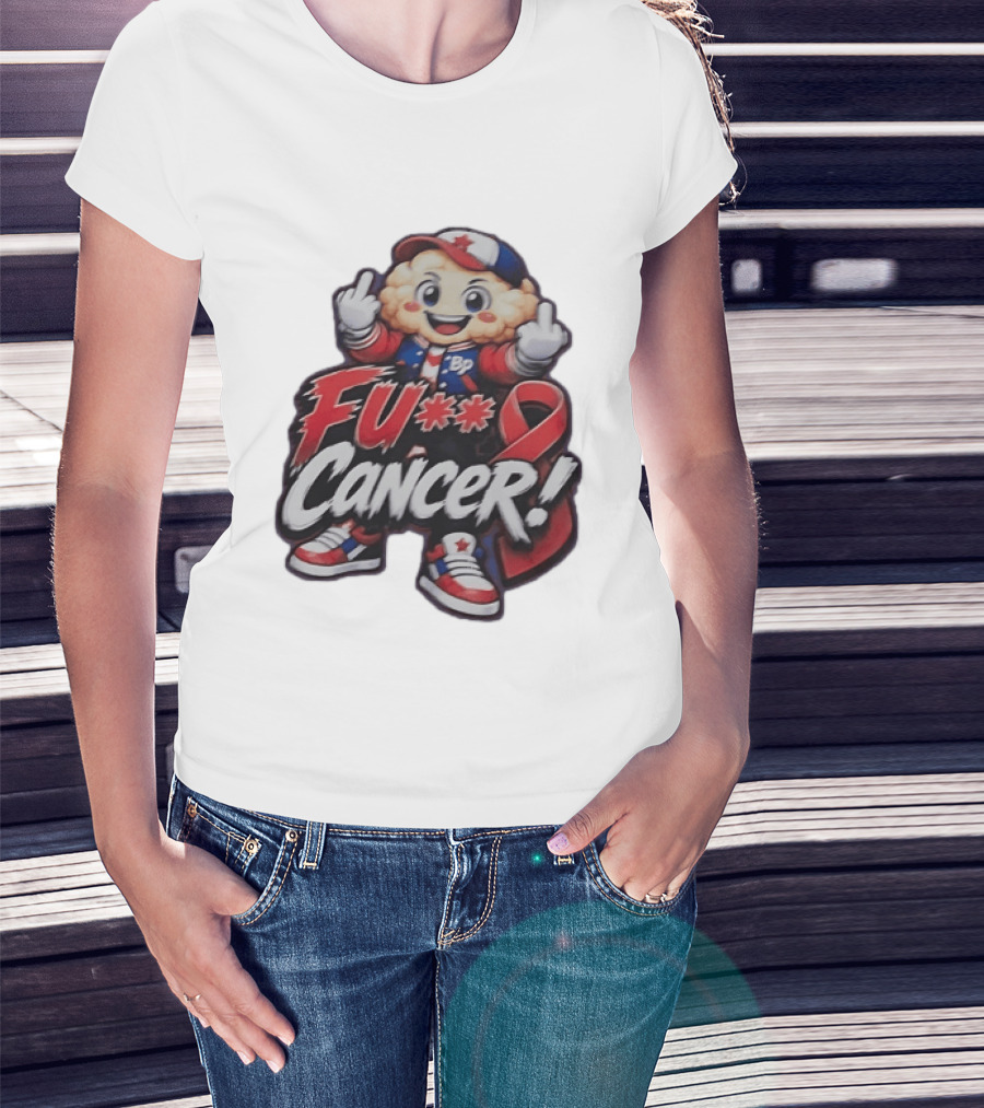Fu Cancer BP Kid With Awareness Ribbon Support T-Shirt