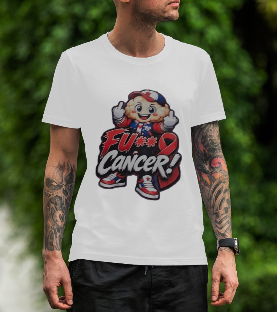 Fu Cancer BP Kid With Awareness Ribbon Support T-Shirt