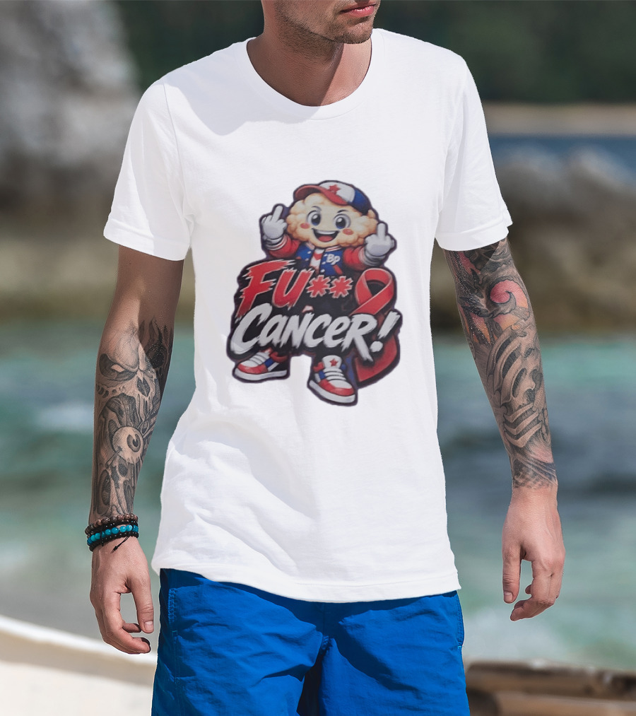 Fu Cancer BP Kid With Awareness Ribbon Support T-Shirt