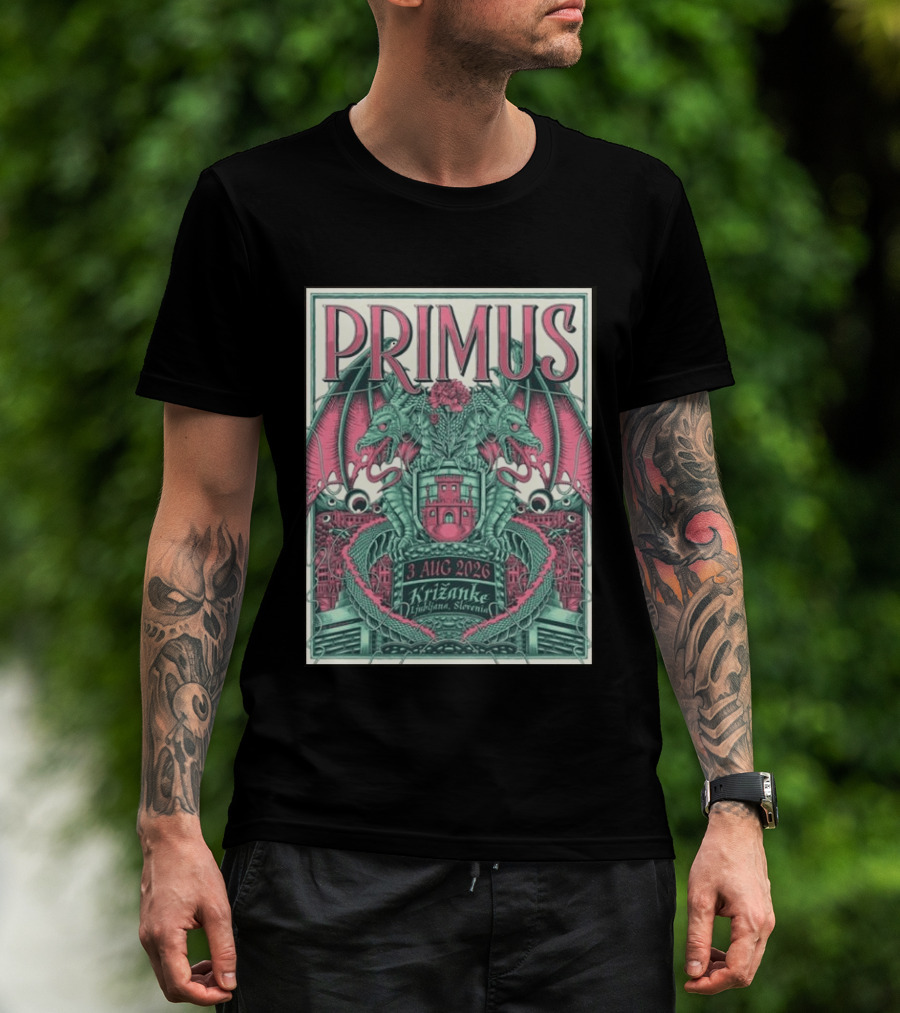 PRIMUS 3 Aug 2026 Križanke Ljubljana Slovenia Dragon T-Shirt