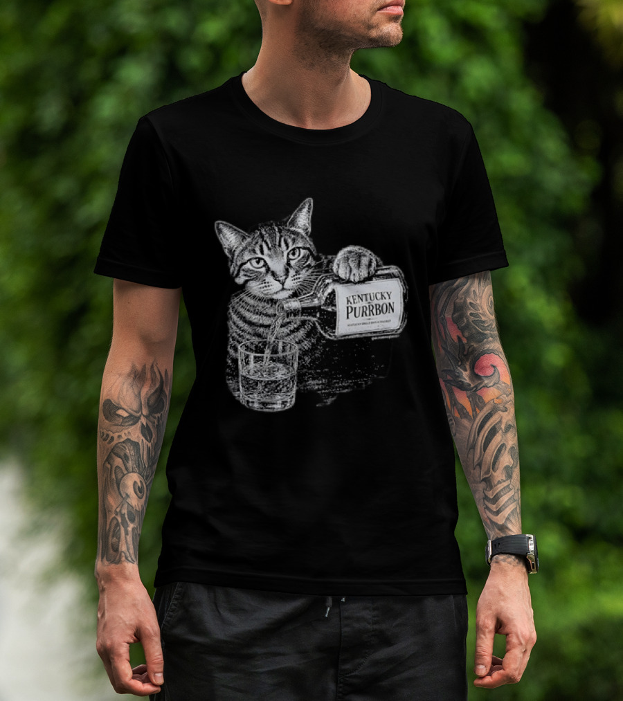 Kentucky Purrbon Cat Pouring Whiskey Bourbon T-Shirt