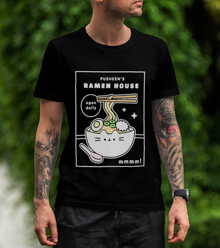 Pusheen's Ramen House Open Daily Noodles Kawaii Mmmm T-Shirt