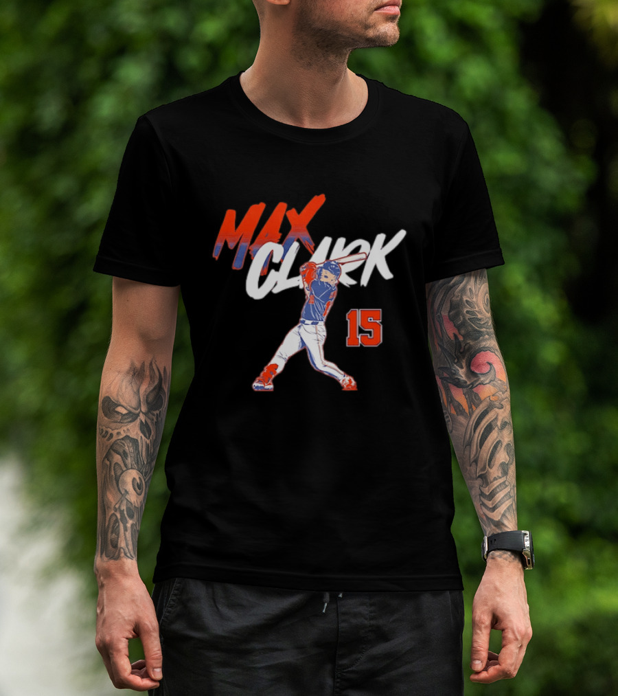 Max Clark Detroit Tigers 15 Baseball Player Hitting Action T-Shirt