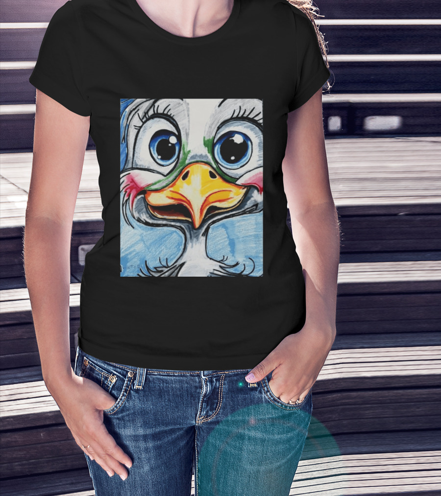 Swoopy The Charming Seagull By Viktor With Big Blue Eyes And Colorful Beak T-Shirt