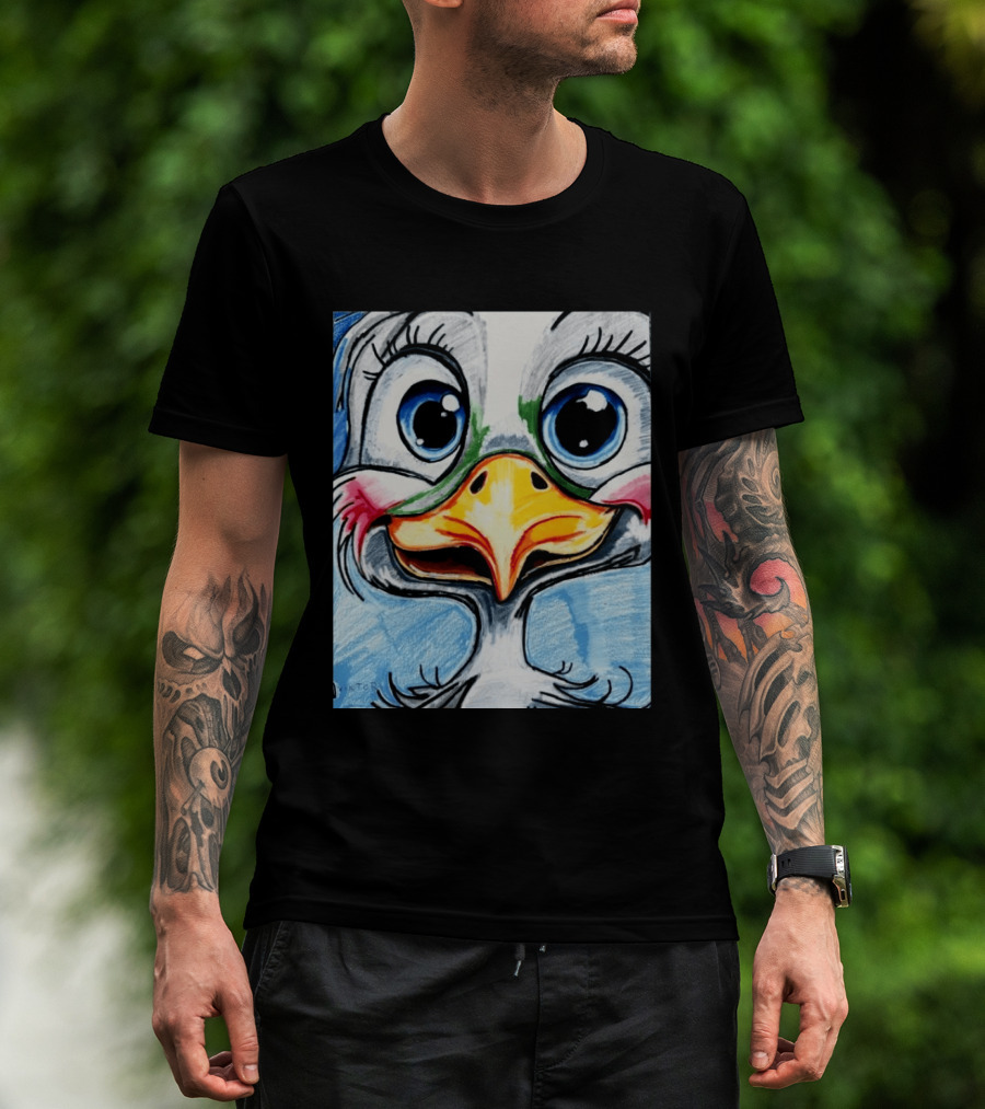 Swoopy The Charming Seagull By Viktor With Big Blue Eyes And Colorful Beak T-Shirt