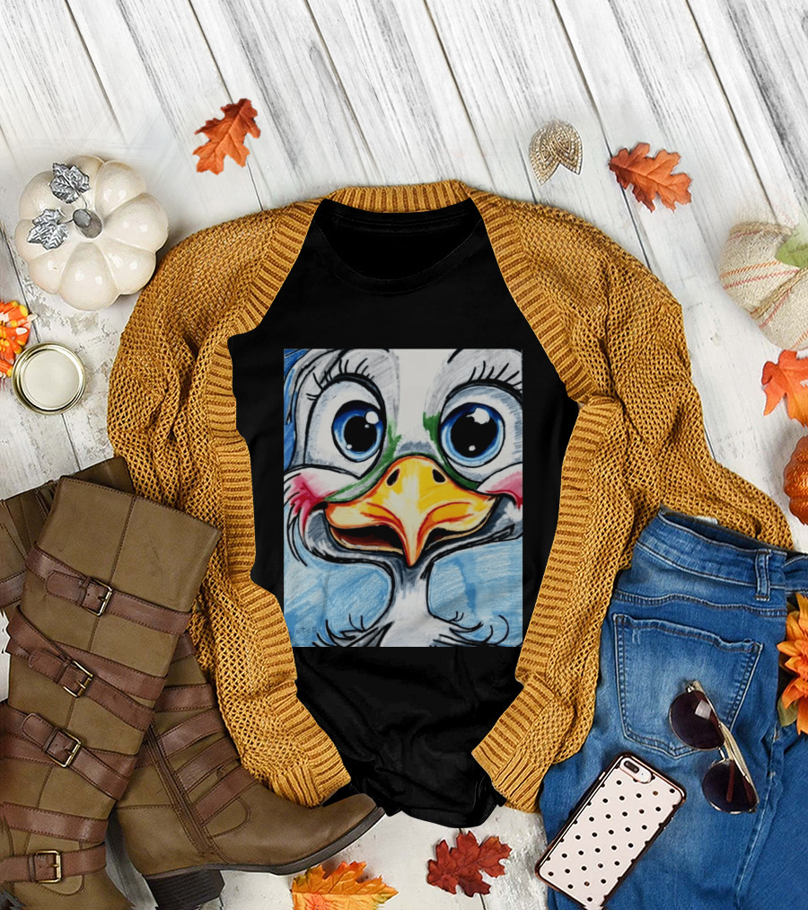 Swoopy The Charming Seagull By Viktor With Big Blue Eyes And Colorful Beak T-Shirt