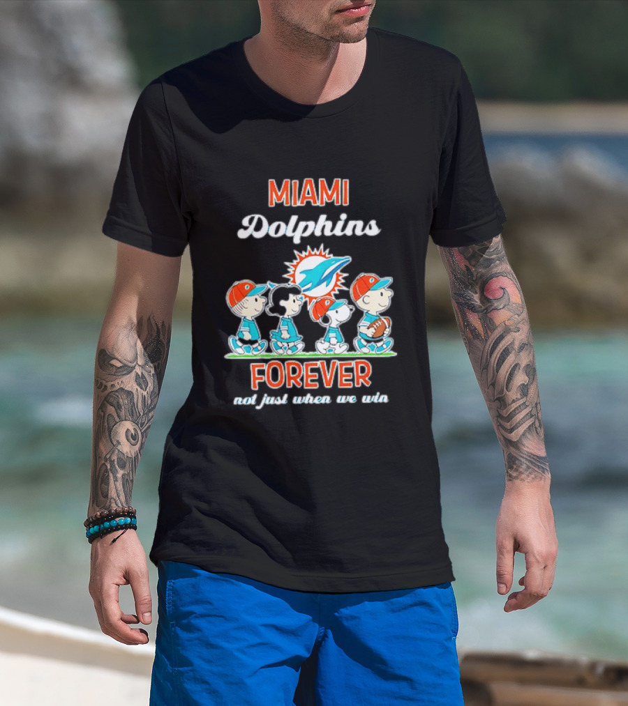 Miami Dolphins Peanuts Characters Forever Not Just When We Win T-Shirt