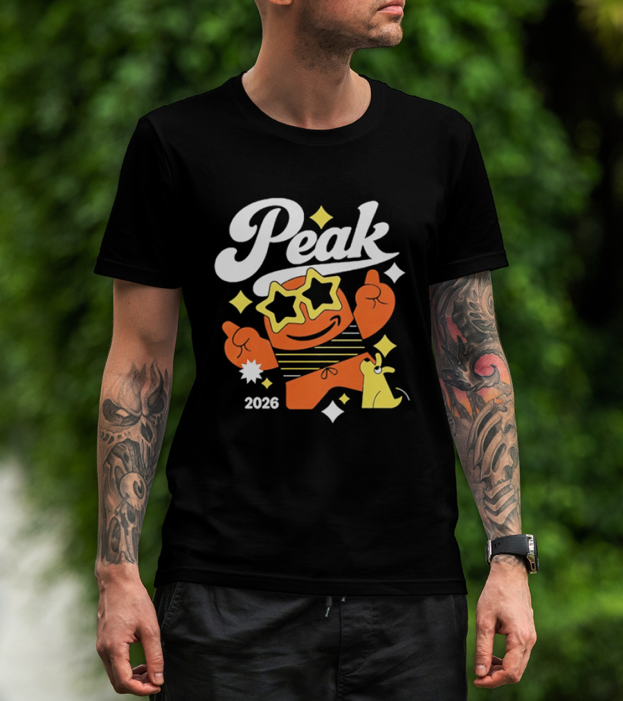 Peak 2026 Star Sunglasses Cartoon T-Shirt