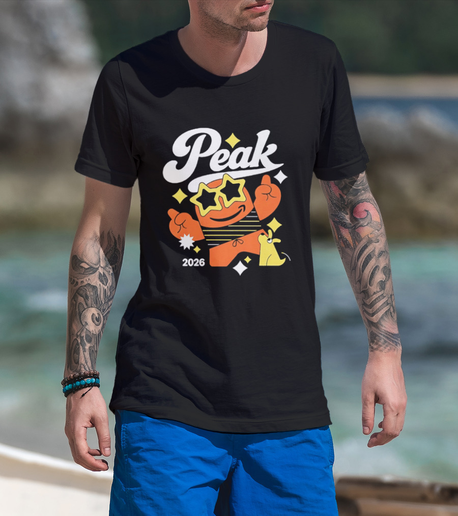 Peak 2026 Star Sunglasses Cartoon T-Shirt