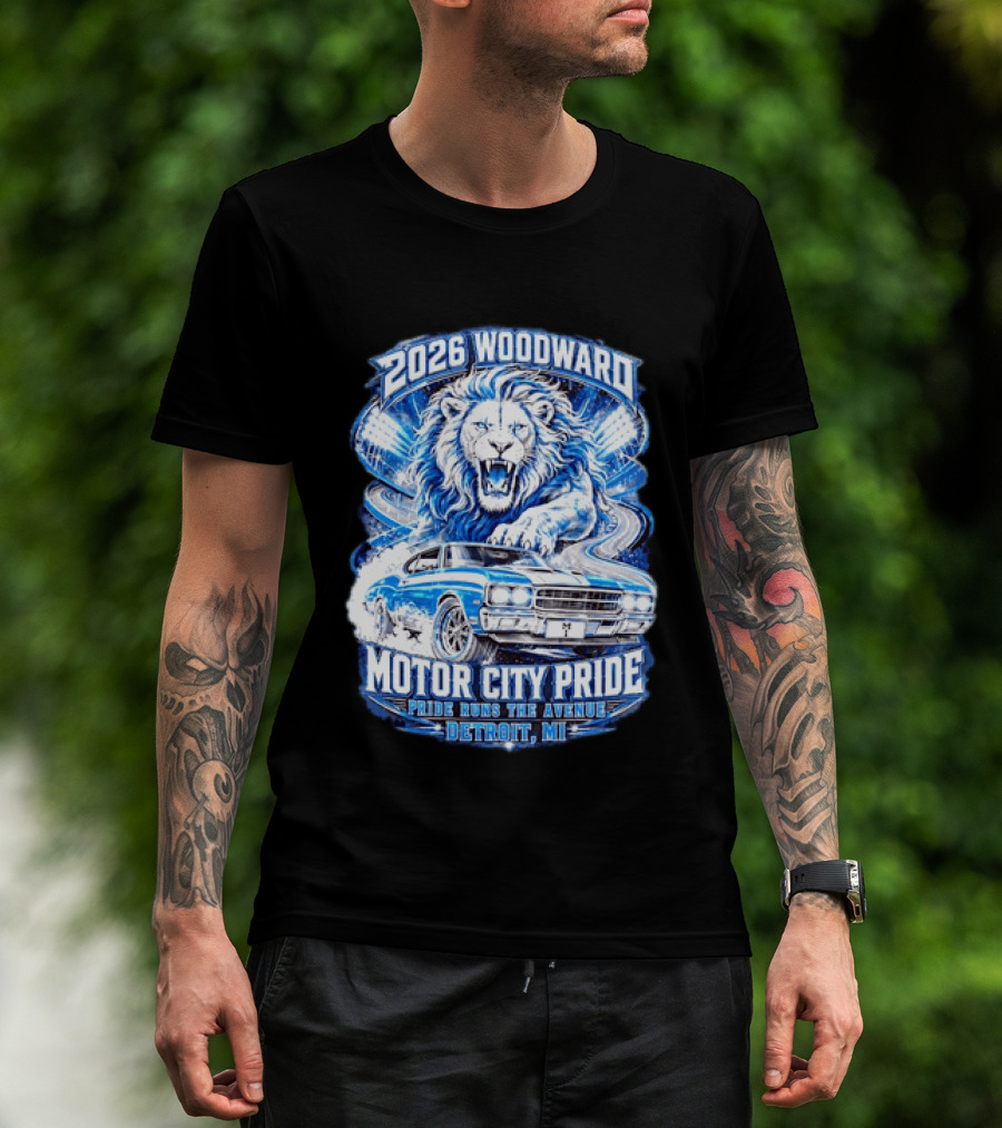 2026 Woodward Motor City Pride Lion And Classic Car Detroit MI Pride Runs The Avenue T-Shirt