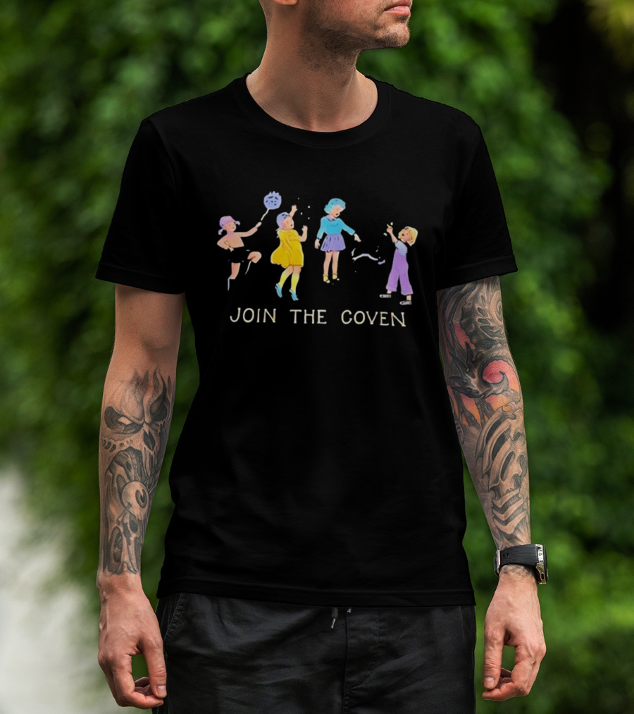 Join The Coven Witchcraft Magic Witches Kids Playful Scene T-Shirt