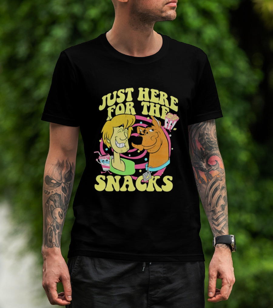 Scooby Doo Shaggy Just Here For The Snacks Popcorn Fun T-Shirt
