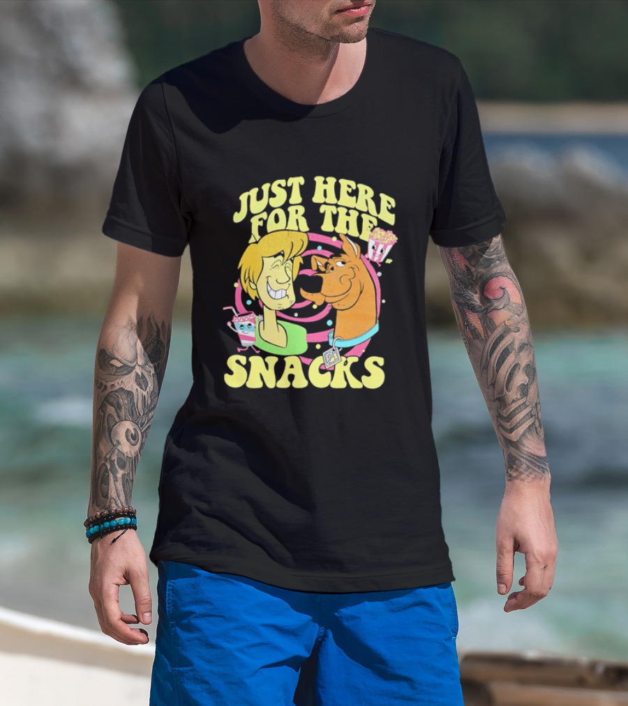 Scooby Doo Shaggy Just Here For The Snacks Popcorn Fun T-Shirt