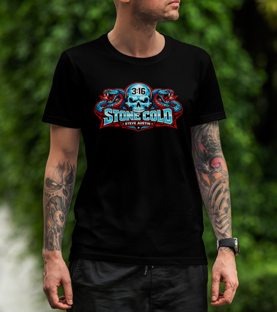 Stone Cold Steve Austin 3 16 Skull With Snakes T-Shirt
