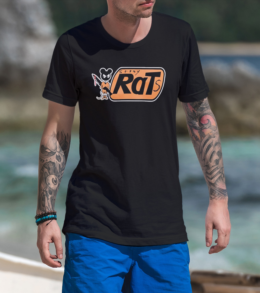 Stray Rats Bold Lettering With Cartoon T-Shirt