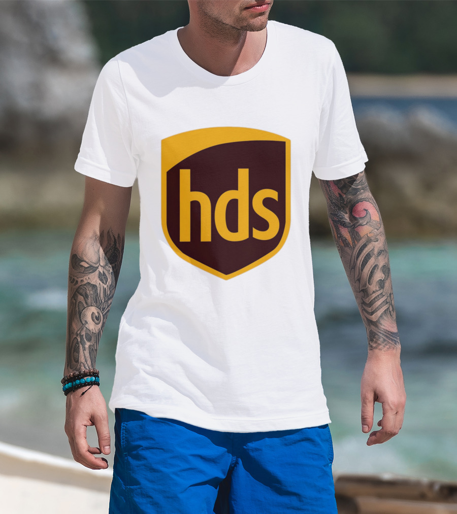 HDS Shield Emblem Brown And Yellow Branding T-Shirt
