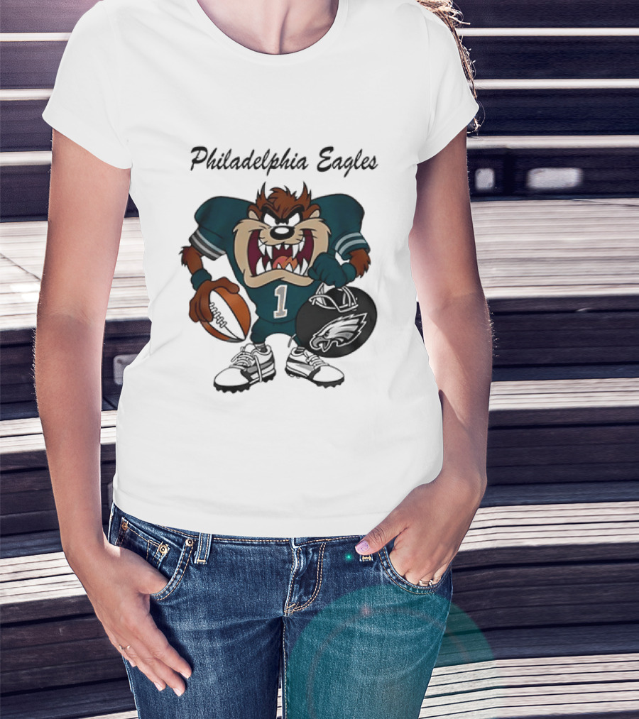 Philadelphia Eagles Taz Tasmanian Devil Football Player Cartoon T-Shirt