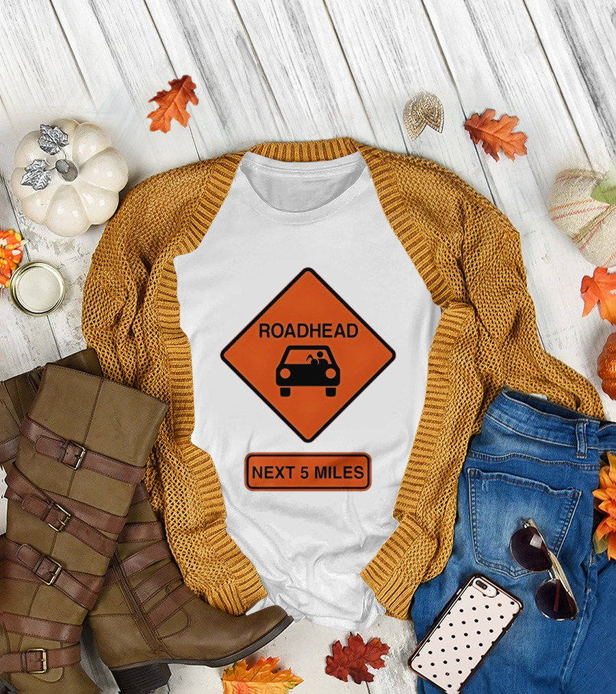 Roadhead Next 5 Miles Traffic Sign Car T-Shirt