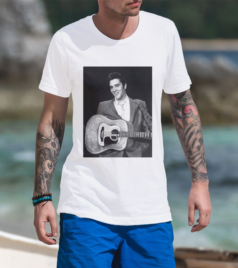 Elvis Presley Rock And Roll Iconic 1956 Style With Guitar T-Shirt