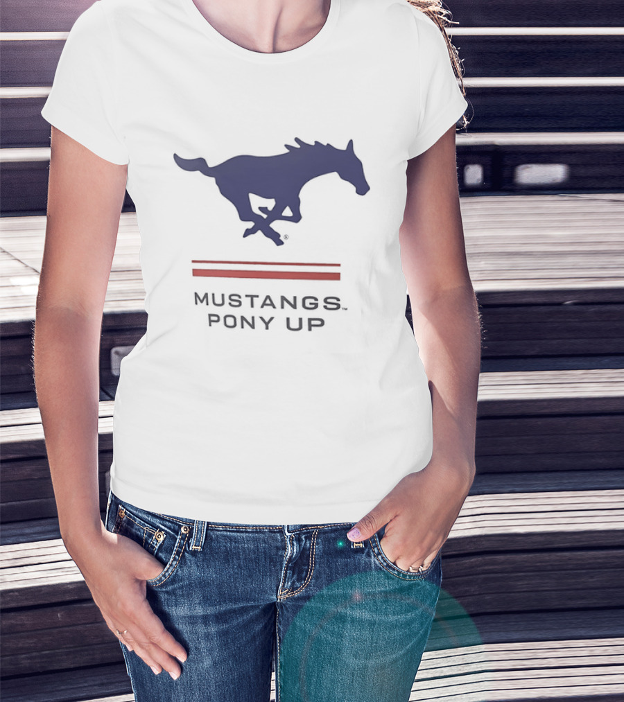 Southern Methodist University Mustangs Pony Up Text And Horse T-Shirt