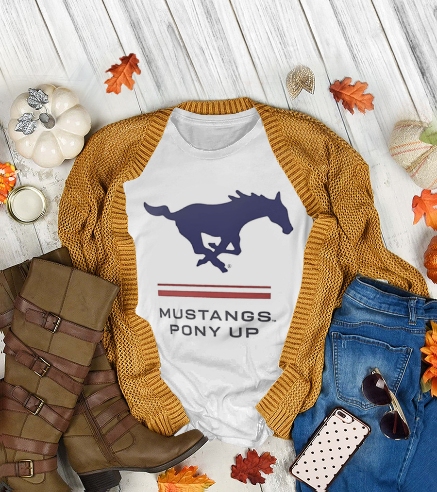 Southern Methodist University Mustangs Pony Up Text And Horse T-Shirt