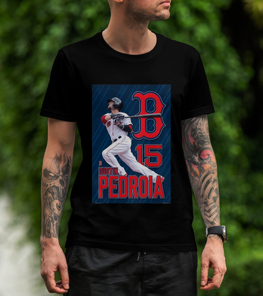 Dustin Pedroia Boston Red Sox 15 MLB Baseball Action T-Shirt