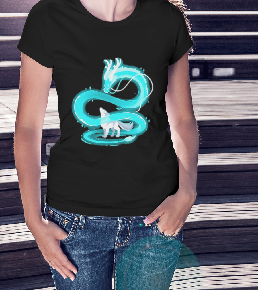Esprit De La Lune Dragon And Wolf T-Shirt