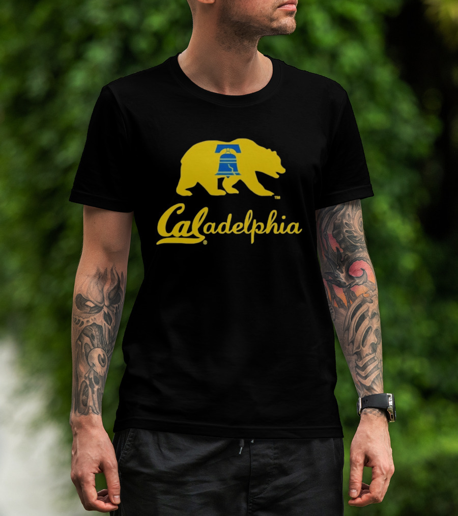 Caladelphia California Bear With Liberty Bell T-Shirt