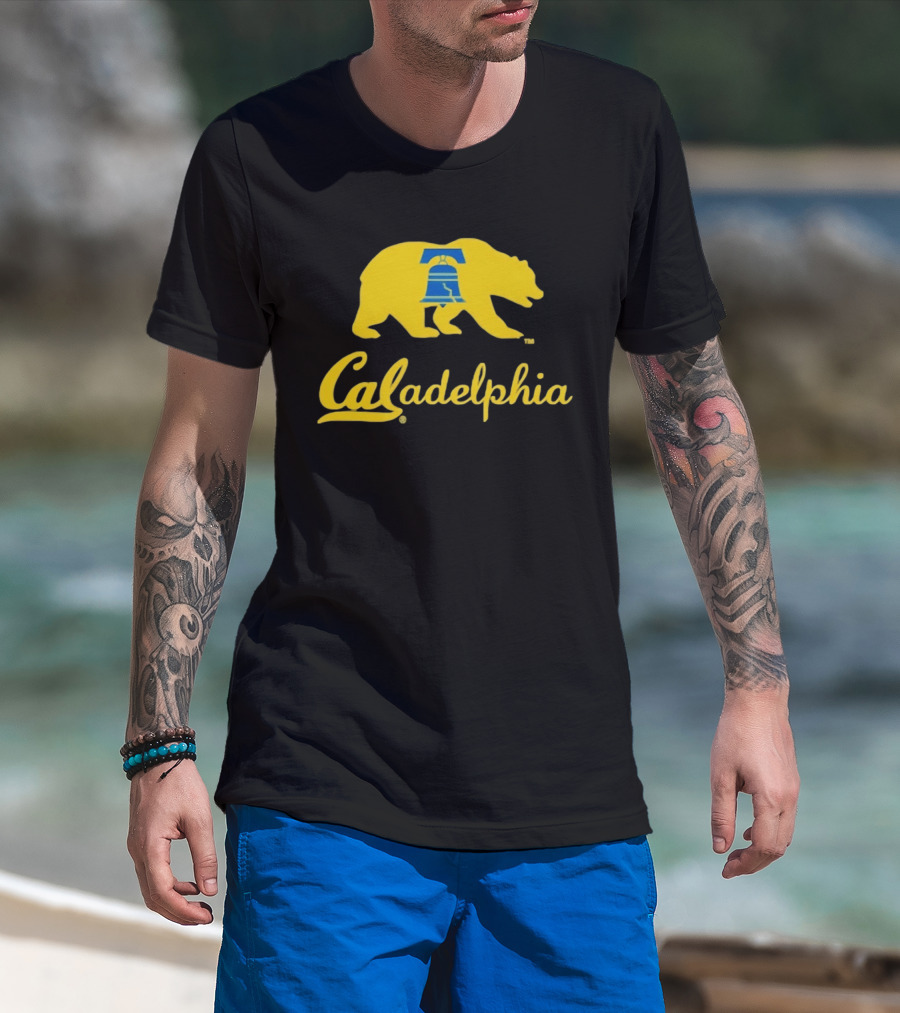 Caladelphia California Bear With Liberty Bell T-Shirt