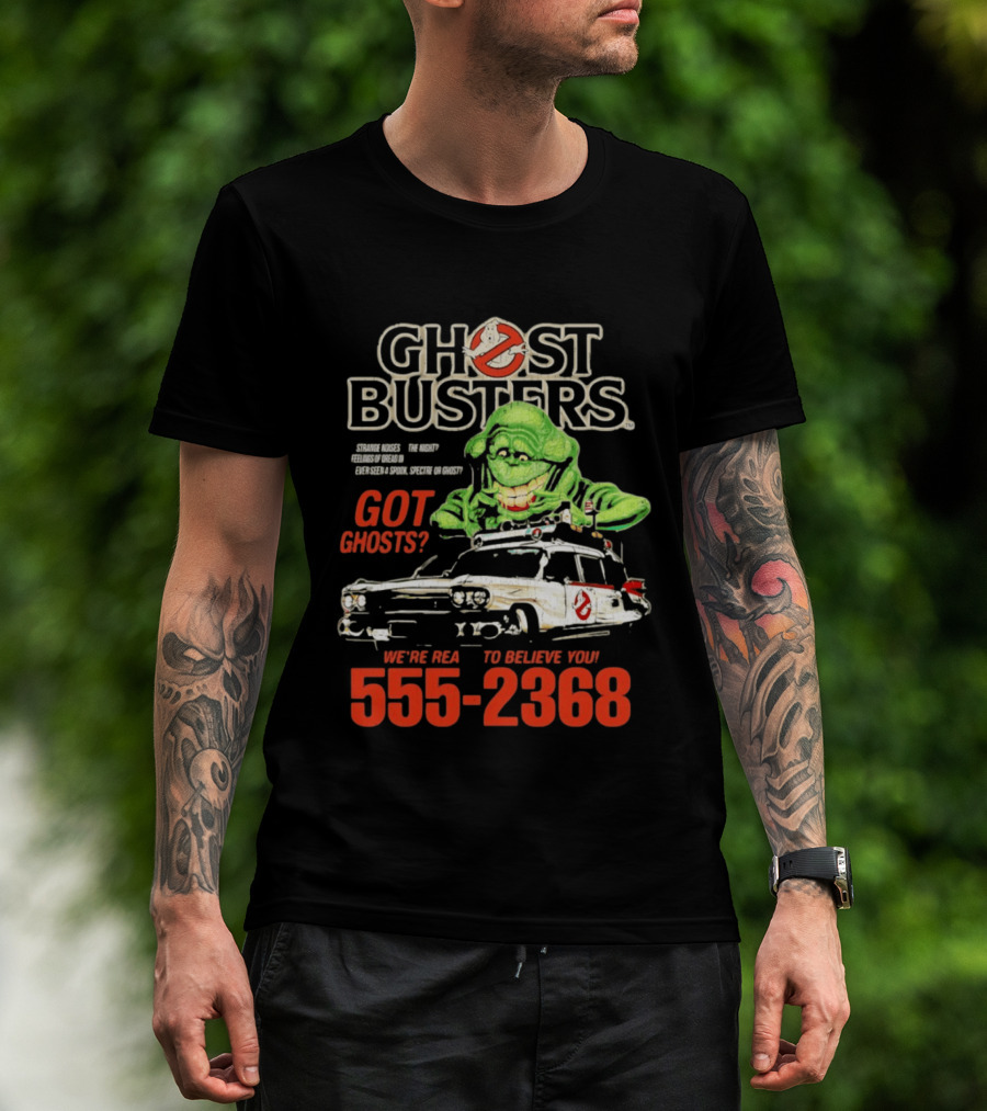 Ghostbusters Got Ghosts Ecto 1 Slimer We're Ready To Believe You 555 2368 T-Shirt