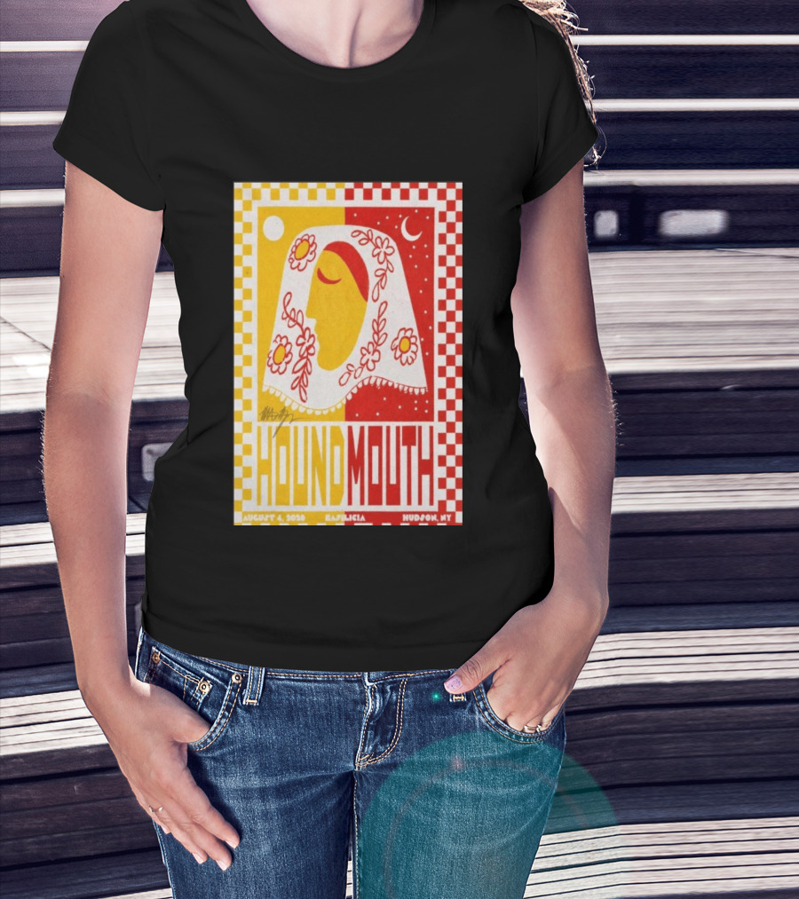 Houndmouth Concert Basilica Hudson NY August 4 2026 Moon Stars Flowers T-Shirt
