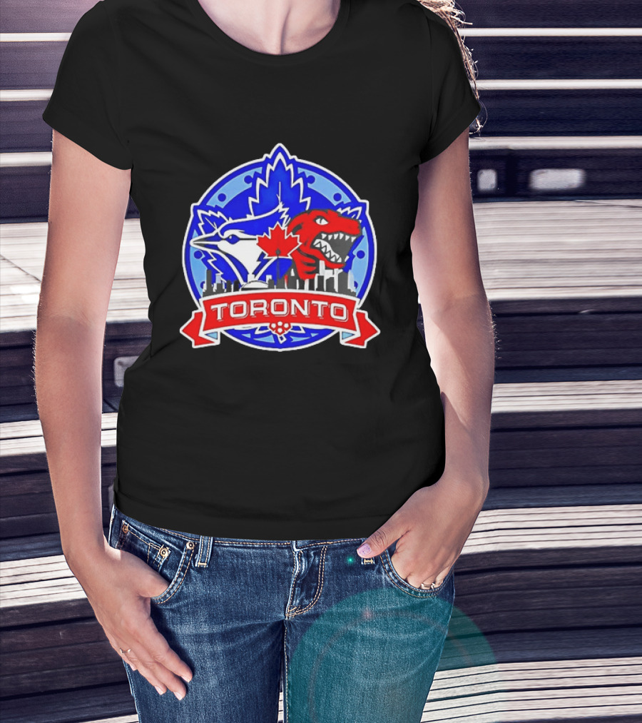 Toronto Raptors Blue Jays City Skyline Canada Leaf T-Shirt