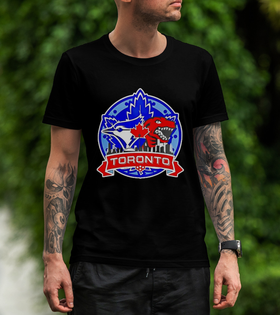 Toronto Raptors Blue Jays City Skyline Canada Leaf T-Shirt
