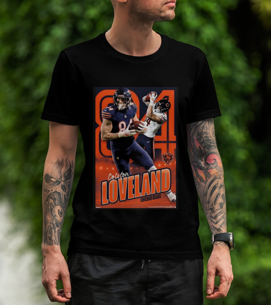 Colston Loveland 84 Chicago Bears Football Action T-Shirt