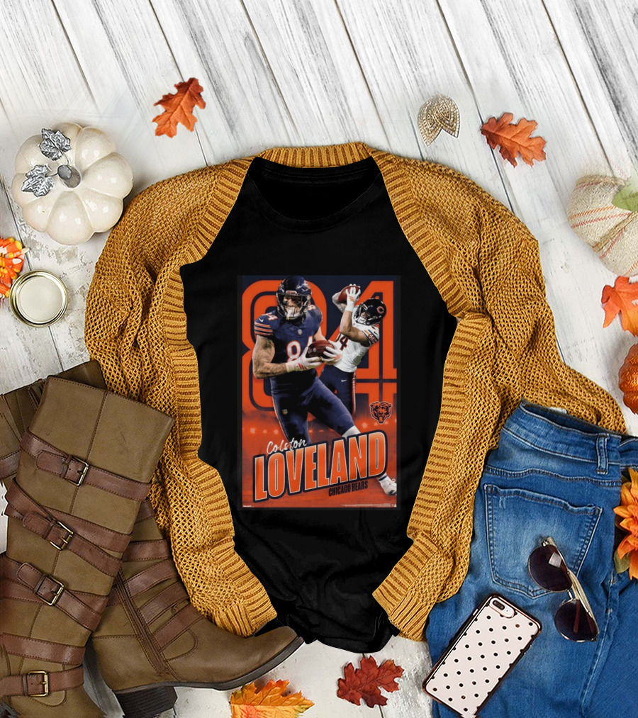 Colston Loveland 84 Chicago Bears Football Action T-Shirt