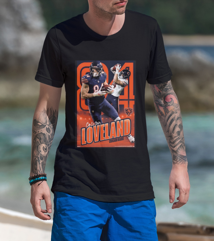 Colston Loveland 84 Chicago Bears Football Action T-Shirt