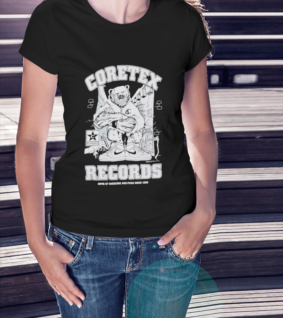Coretex Records Home Of Hardcore And Punk Bear Illustration Since 1988 T-Shirt
