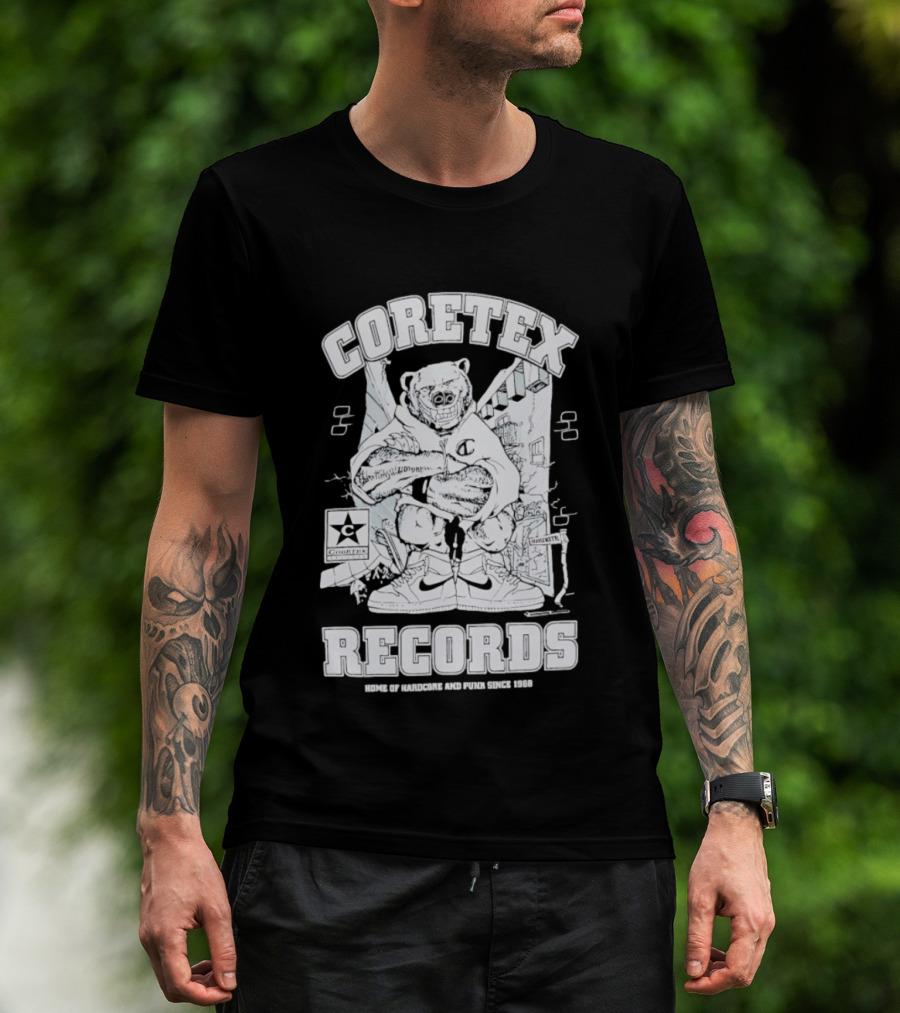 Coretex Records Home Of Hardcore And Punk Bear Illustration Since 1988 T-Shirt