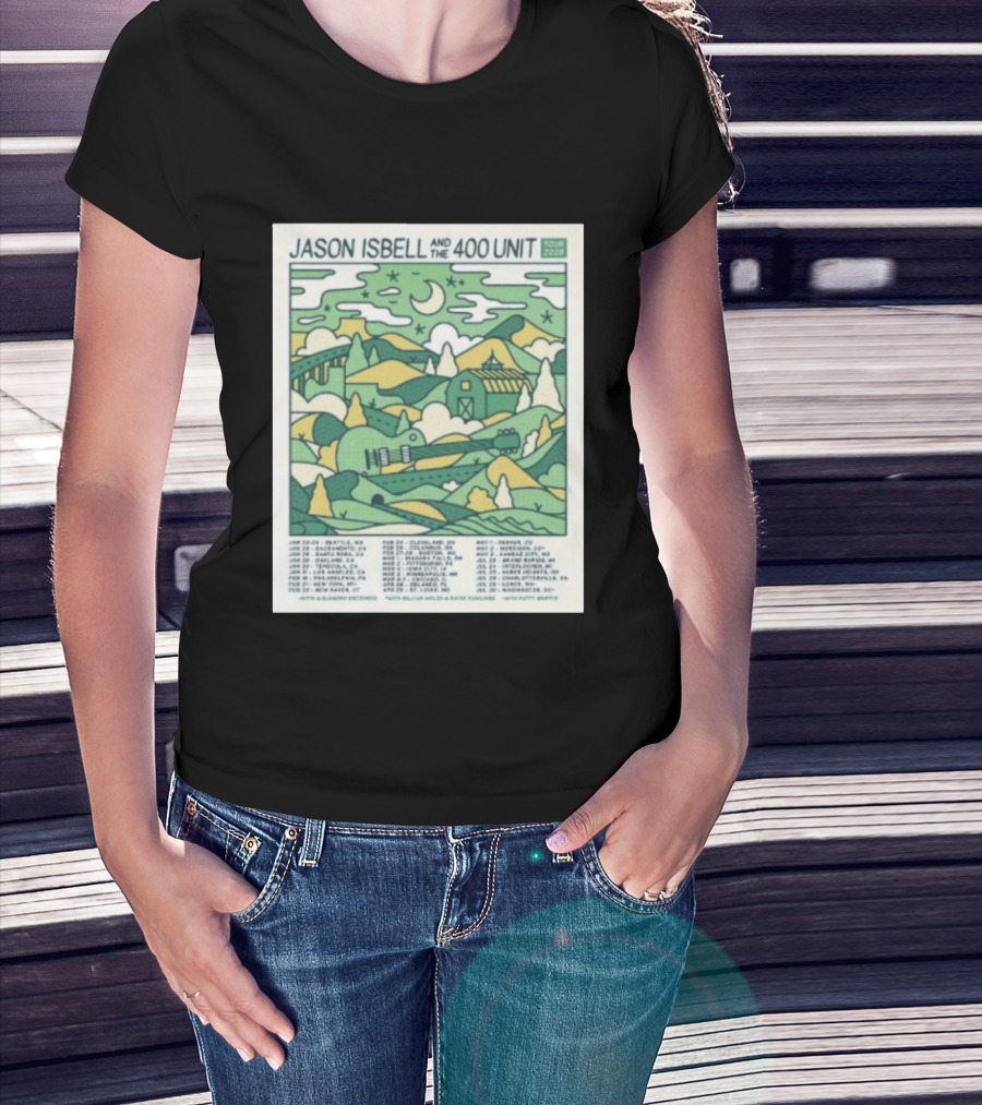 Jason Isbell And The 400 Unit Tour 2026 January 23 24 Seattle Wa Jan 26 Sacramento Ca Nostalgic 2026 Countryside Landscape T-Shirt