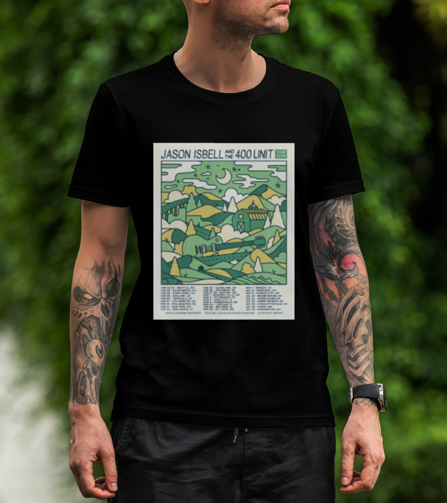 Jason Isbell And The 400 Unit Tour 2026 January 23 24 Seattle Wa Jan 26 Sacramento Ca Nostalgic 2026 Countryside Landscape T-Shirt