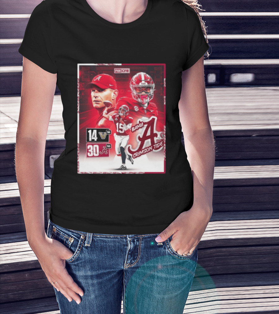 Crimson Tide Triumph Over Vanderbilt 30 14 Featuring Head Coach Kalen DeBoer And Jalen Milroe T-Shirt