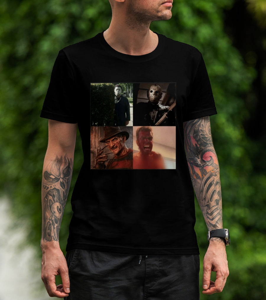Perez Hilton Icons Horror Movie Legends Freddy Jason Michael Myers T-Shirt