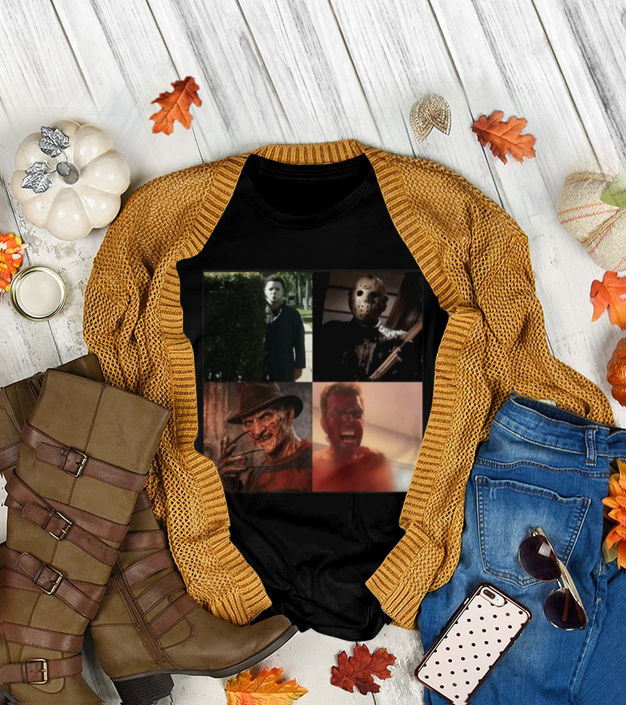 Perez Hilton Icons Horror Movie Legends Freddy Jason Michael Myers T-Shirt