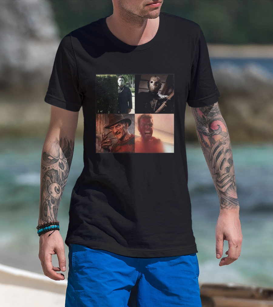 Perez Hilton Icons Horror Movie Legends Freddy Jason Michael Myers T-Shirt