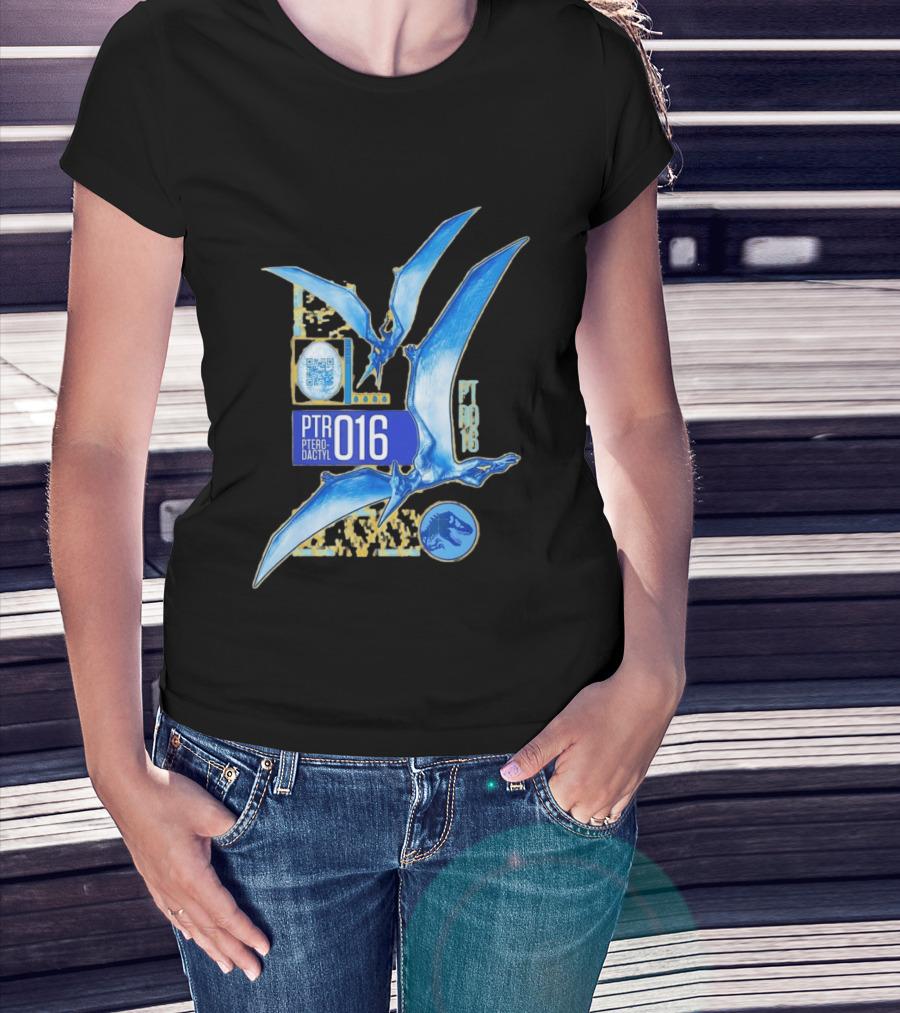 PTR 016 Pterodactyl Dinosaur Prehistoric QR Code Rex T-Shirt