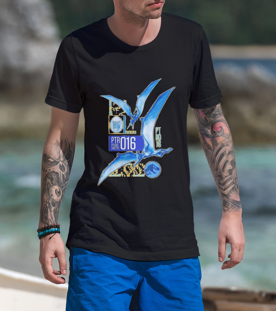 PTR 016 Pterodactyl Dinosaur Prehistoric QR Code Rex T-Shirt