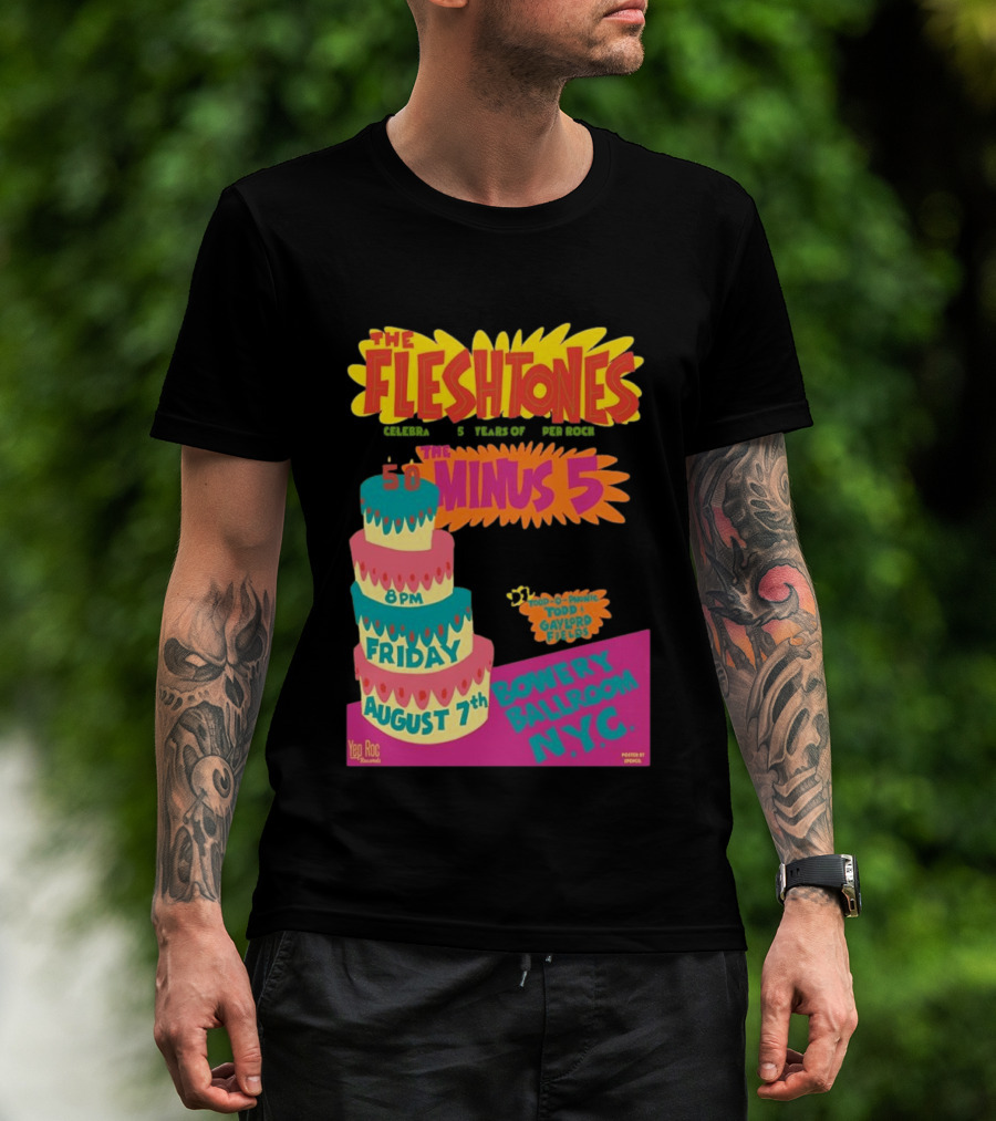 The Fleshtones And The Minus 5 Bowery Ballroom NYC August 7 Todd Gayford Fellers 2026 T-Shirt