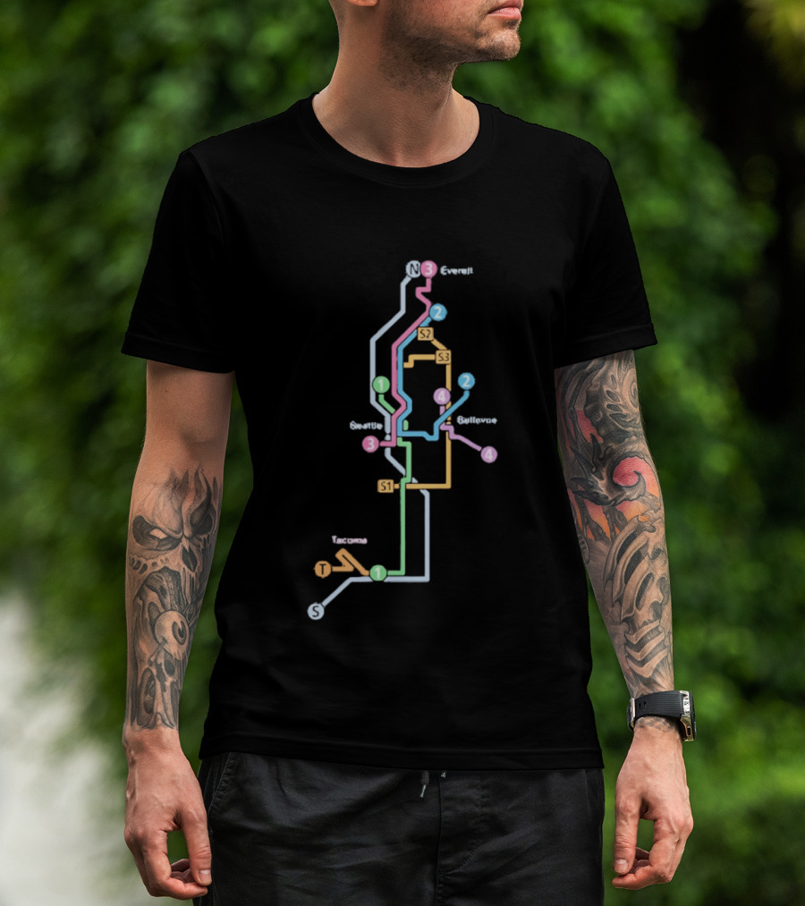 Seattle Tacoma Everett Bellevue Transit Map S1 S2 S3 Route Lines T-Shirt