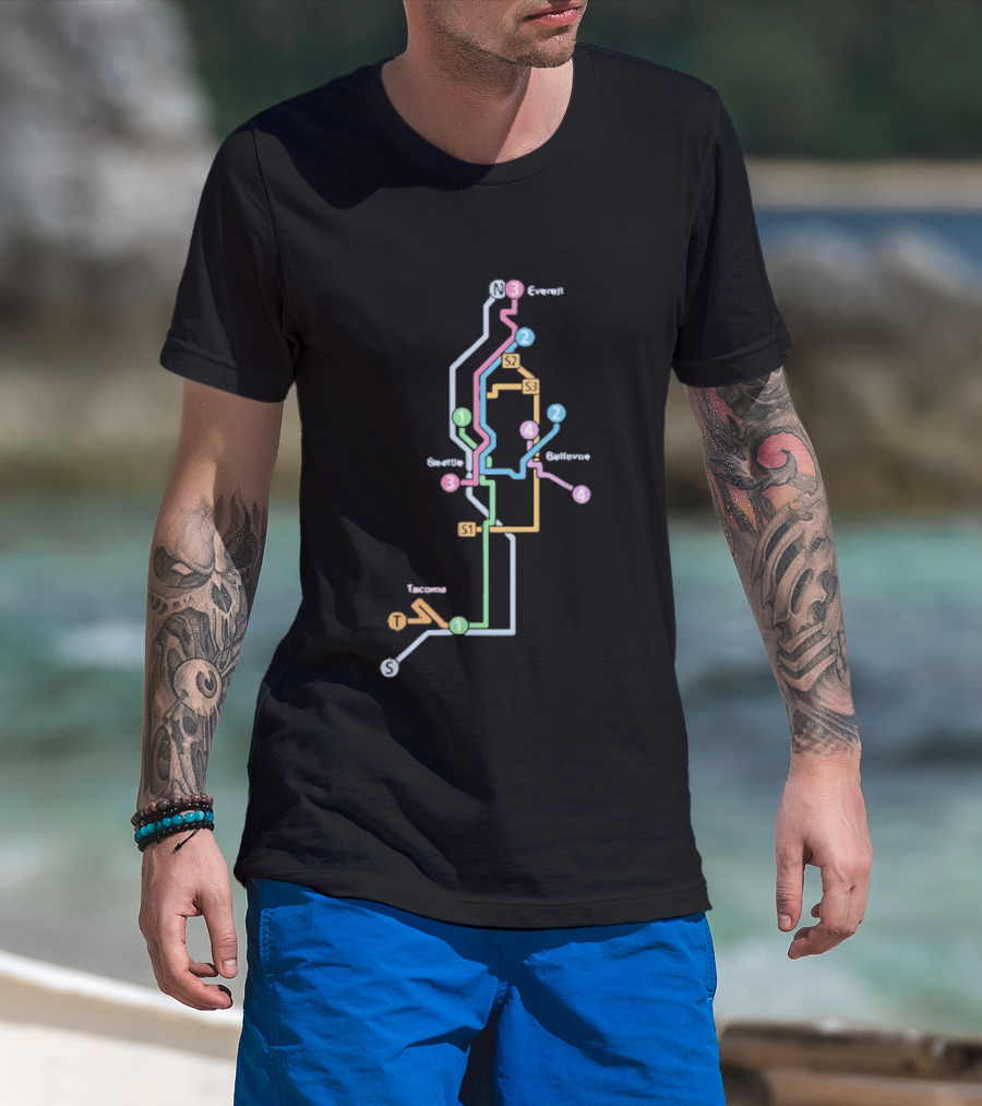 Seattle Tacoma Everett Bellevue Transit Map S1 S2 S3 Route Lines T-Shirt