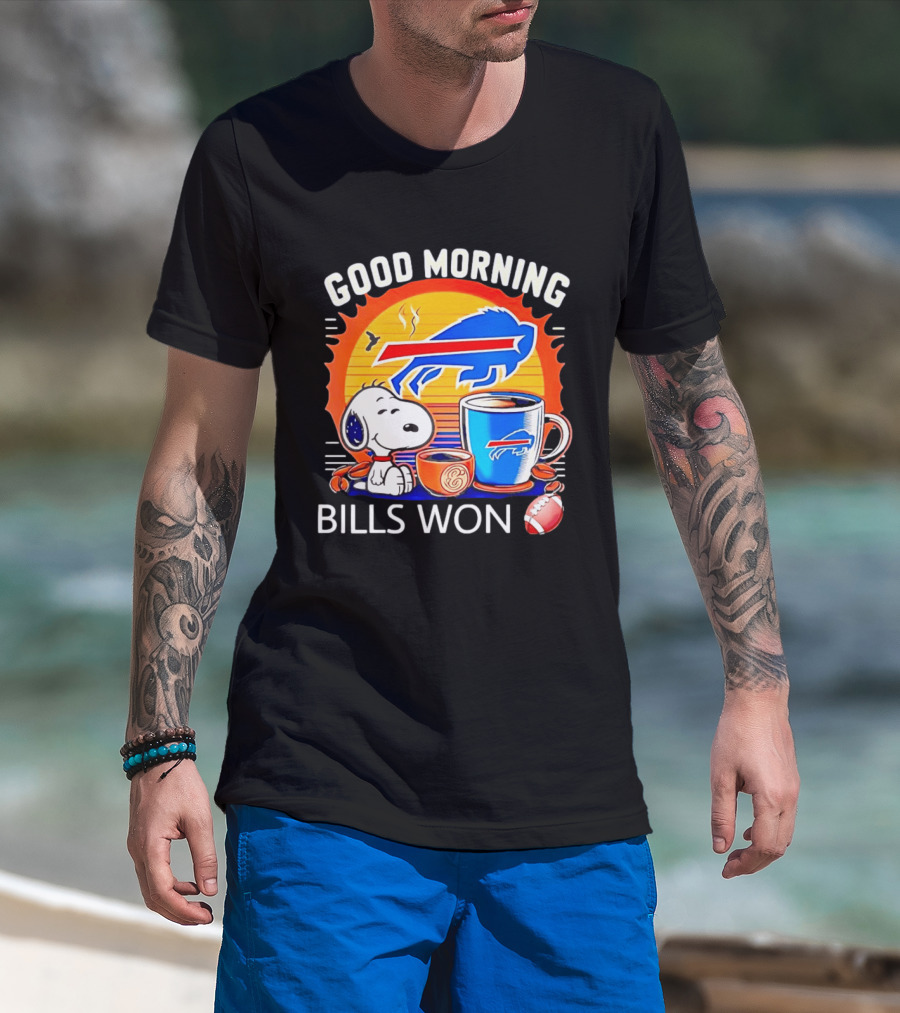Good Morning Snoopy Buffalo Bills Won Coffee T-Shirt